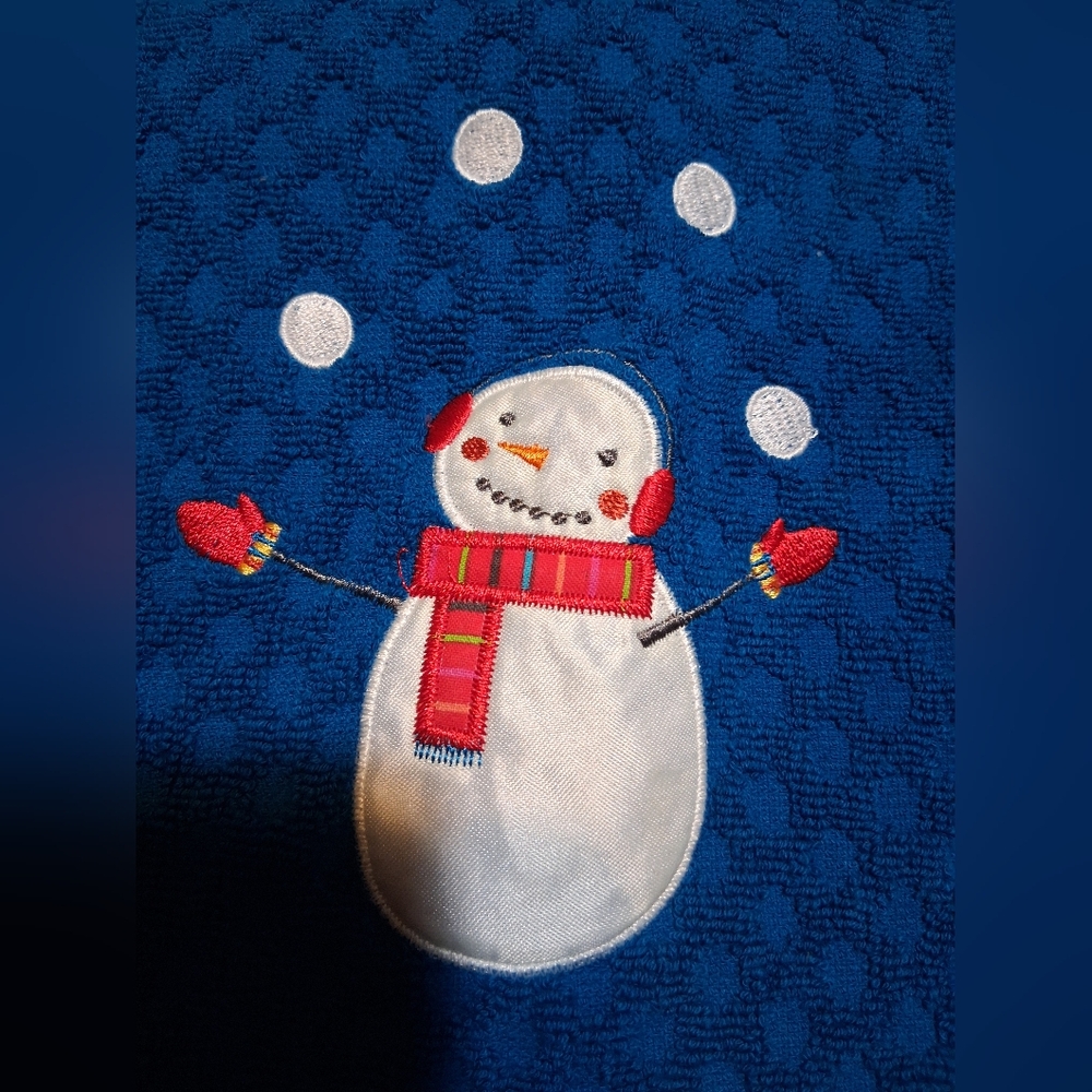 St. Nicholas Square Blue Textured Kitchen Towel - Santa Christmas Art